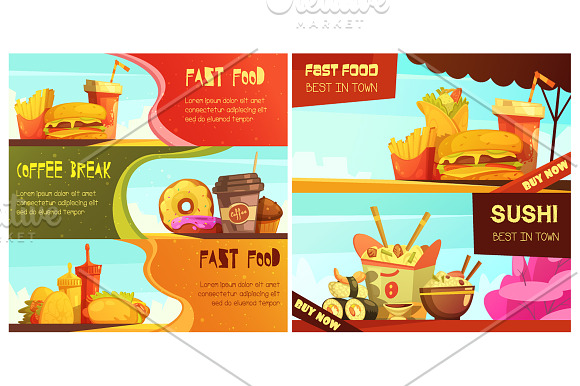 Fast Food Cartoon Set in Illustrations - product preview 1