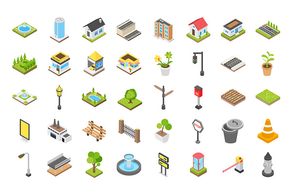 184 City Life Isometric Icons