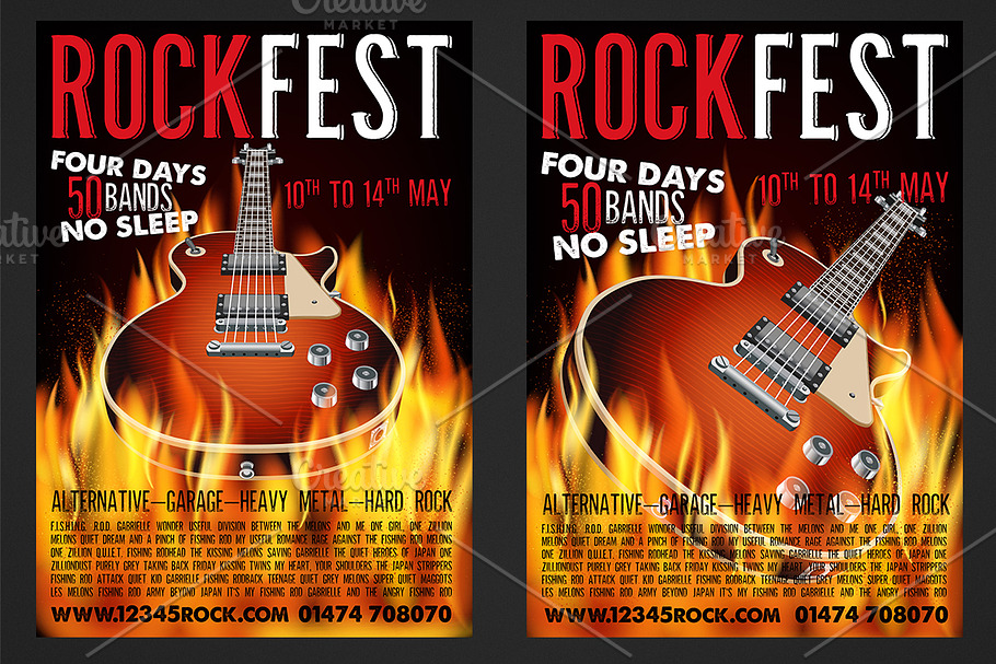 Hard Rock Fest Poster with Guitar