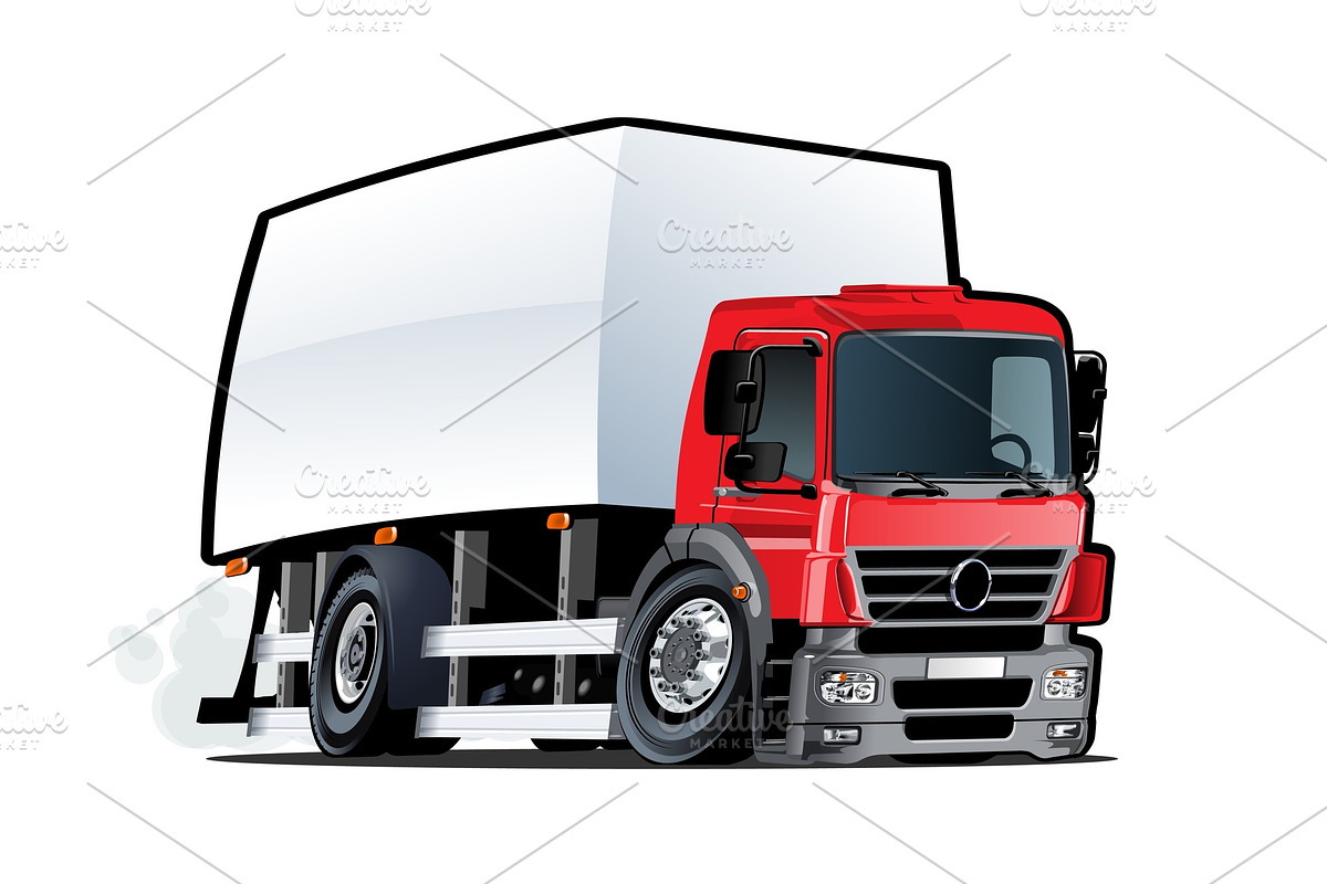 Cartoon delivery or cargo truck in Illustrations - product preview 8