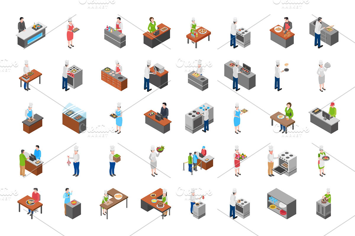 80 Food Courts Isometric Icons in Icons - product preview 8