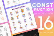 Construction | 16 Thin Line Icons