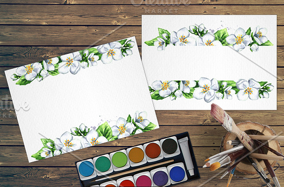 Jasmine. Watercolor collection in Illustrations - product preview 3