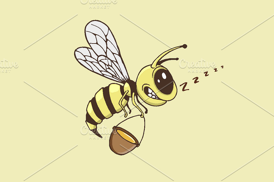Cute bee collects a honey in Illustrations - product preview 8