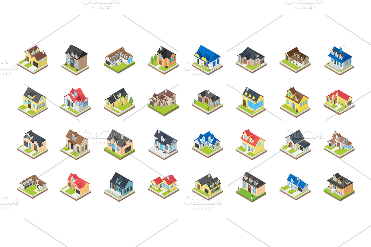 72 House Buildings Isometric Icons in Icons - product preview 8