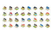 72 House Buildings Isometric Icons