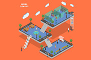 Mobile shopping isometric concept