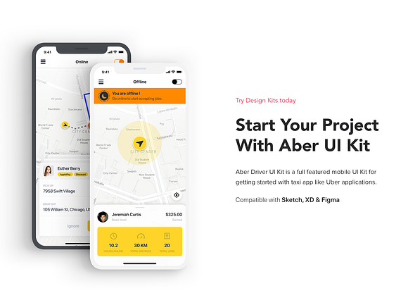 Driver Booking UI Kit for Taxi in App Templates - product preview 3
