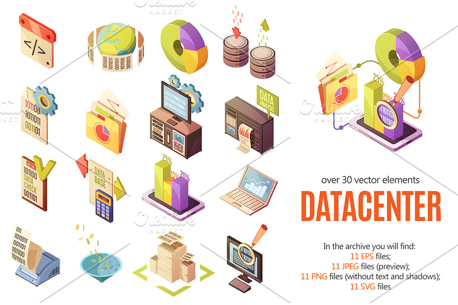 Datacenter Isometric Set in Illustrations - product preview 8