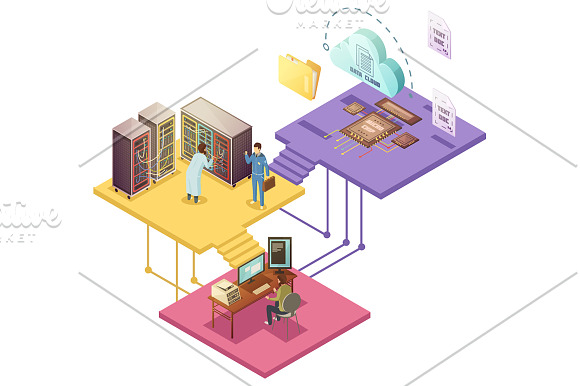 Datacenter Isometric Set in Illustrations - product preview 3