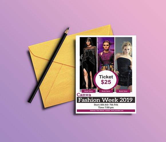 Fashion Show Invitation Card in Card Templates - product preview 2