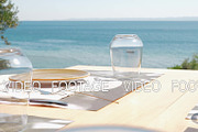 Table in the cafe on the shore