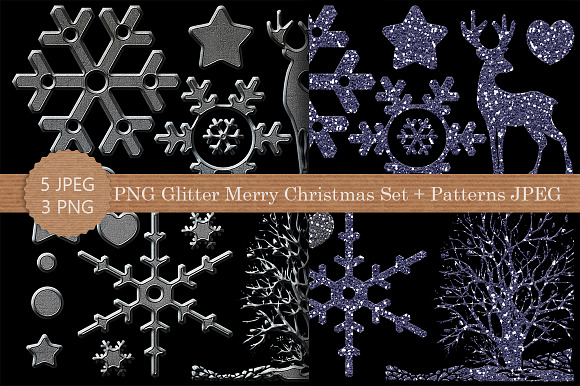Glitter PNG files and JPEG patterns in Objects - product preview 2