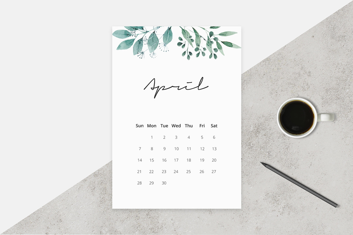 2019 Watercolor Calendar in Stationery Templates - product preview 8