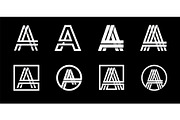 Letter A. Modern set for monograms,