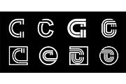 Letter C. Modern set for monograms,