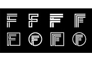 Letter F. Modern set for monograms,
