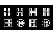 Letter H . Modern set for monograms,