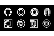 Letter O. Modern set for monograms,