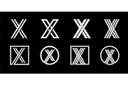 Letter X. Modern set for monograms,