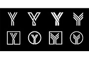 Letter Y. Modern set for monograms,