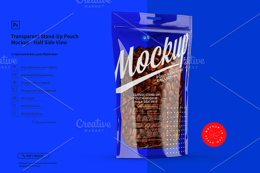  Transparent Stand-Up Pouch Mockup