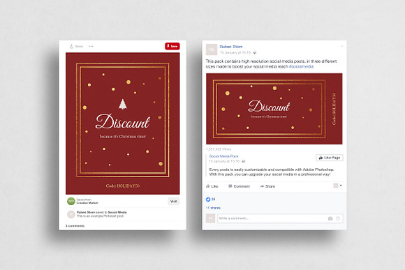 Christmas Social Media Pack in Social Media Templates - product preview 6
