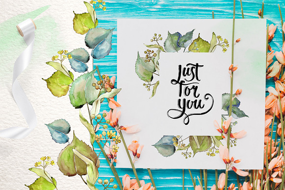 linden leaves Watercolor png in Illustrations - product preview 6