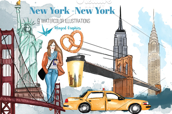 New York watercolor Illustrations
