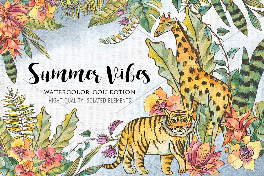 Summer Vibes. Watercolor. in Illustrations - product preview 8
