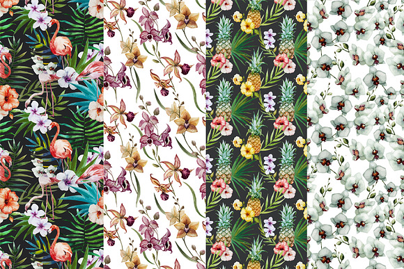 Tropical patterns bundle. Watercolor in Patterns - product preview 1