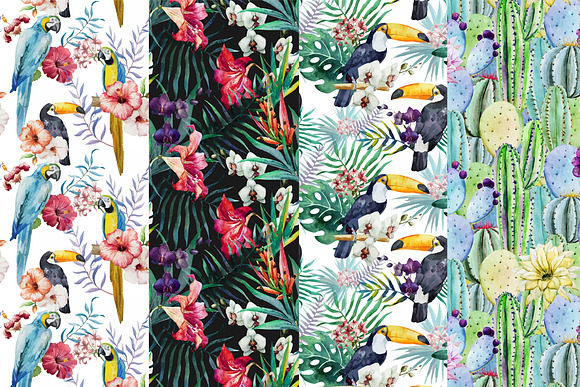 Tropical patterns bundle. Watercolor in Patterns - product preview 2