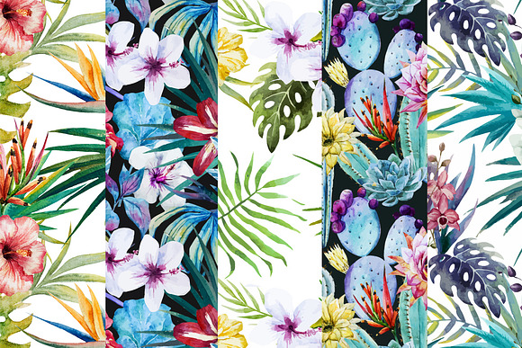 Tropical patterns bundle. Watercolor in Patterns - product preview 4