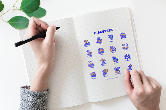 Disasters | 16 Thin Line Icons Set in Icons - product preview 3