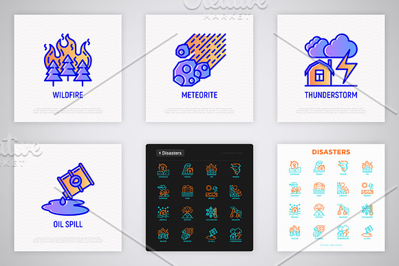 Disasters | 16 Thin Line Icons Set in Icons - product preview 6