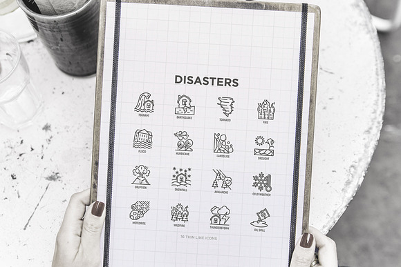 Disasters | 16 Thin Line Icons Set in Icons - product preview 9