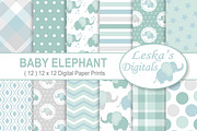 Baby Elephant Digital Paper Patterns