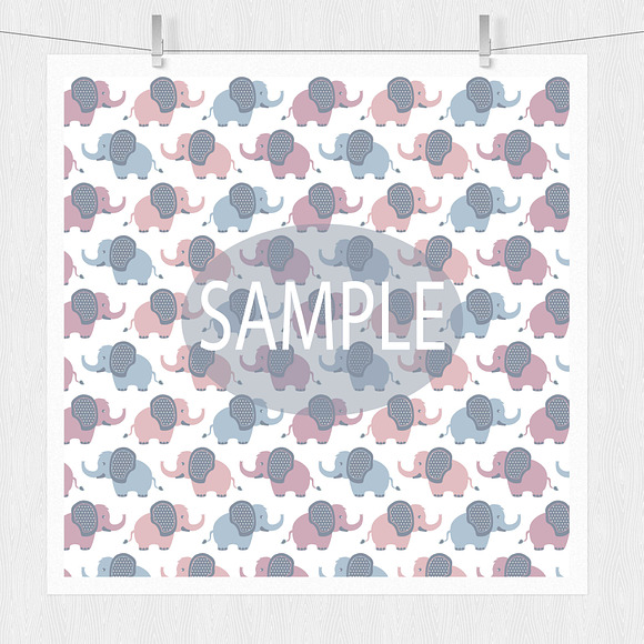 Baby Elephant Digital Patterns in Illustrations - product preview 2