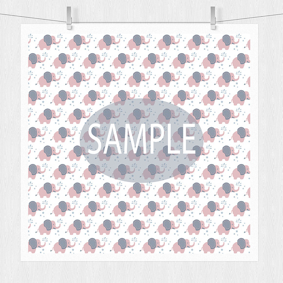 Baby Elephant Digital Patterns in Illustrations - product preview 4
