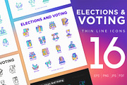 Elections And Voting | 16 Icons Set