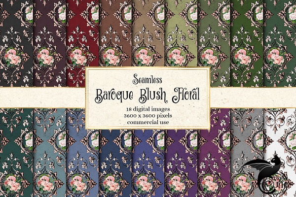 Baroque Blush Floral Digital Paper