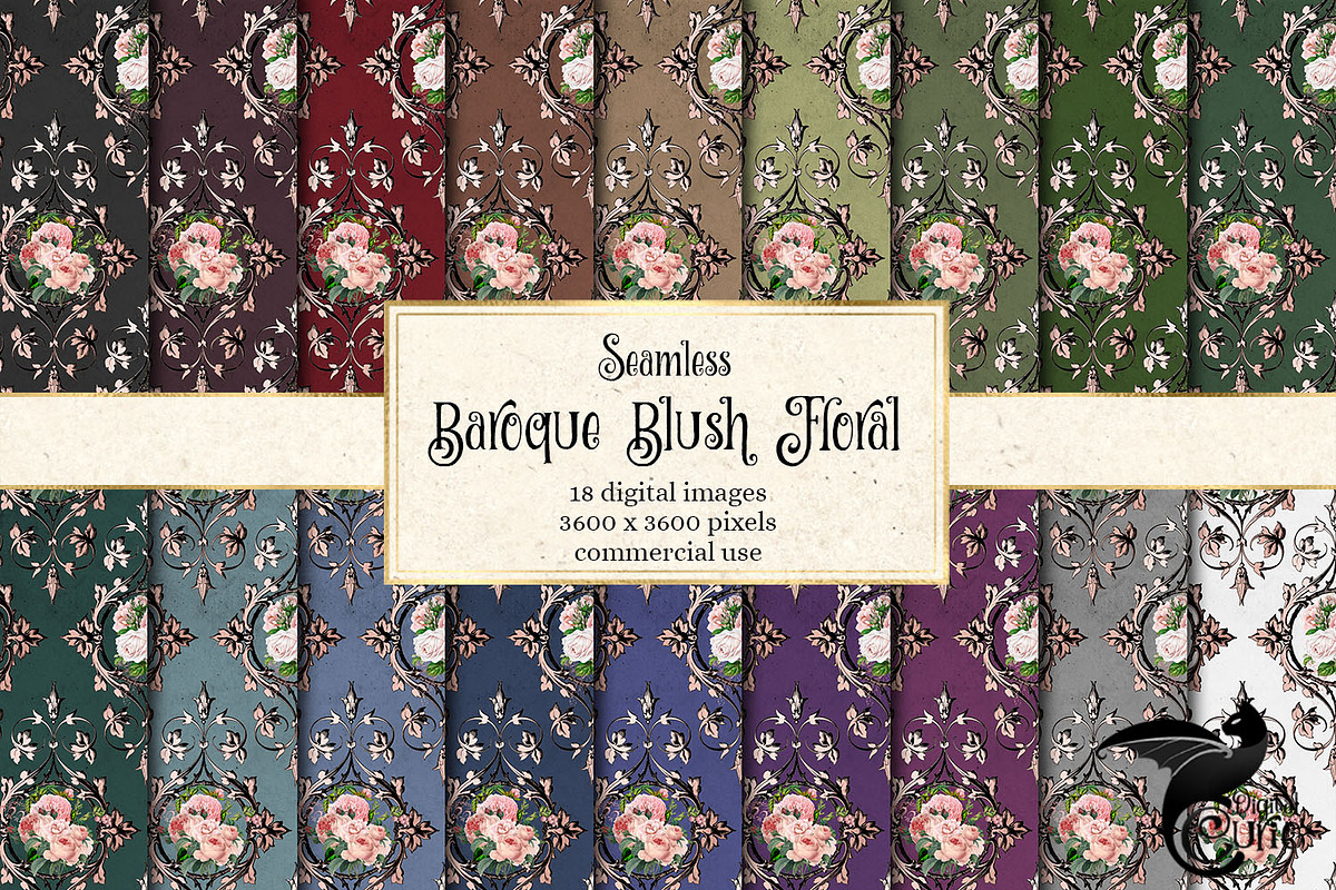 Baroque Blush Floral Digital Paper in Patterns - product preview 8