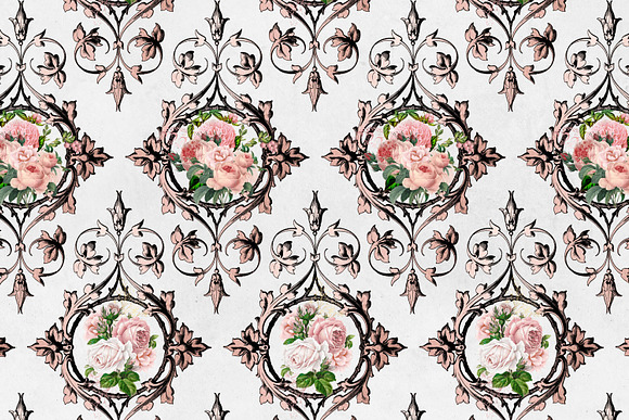 Baroque Blush Floral Digital Paper in Patterns - product preview 1