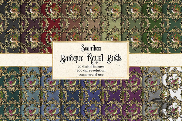 Baroque Royal Birds Digital Paper