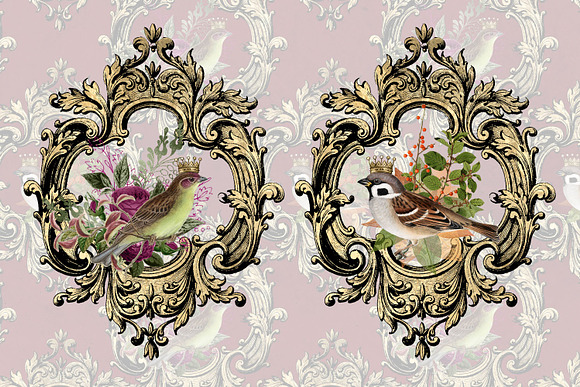 Baroque Royal Birds Digital Paper in Patterns - product preview 2