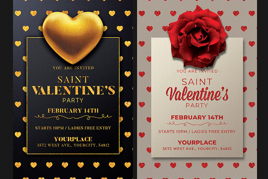 2 Valentines Day Flyer Invitation