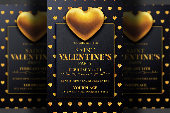 2 Valentines Day Flyer Invitation in Flyer Templates - product preview 1