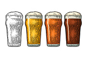 Glass three types beer engraving