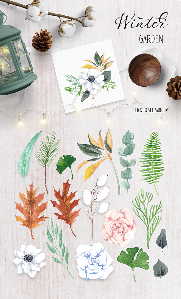 Winter mood aesthetic flatlay set in Illustrations - product preview 2