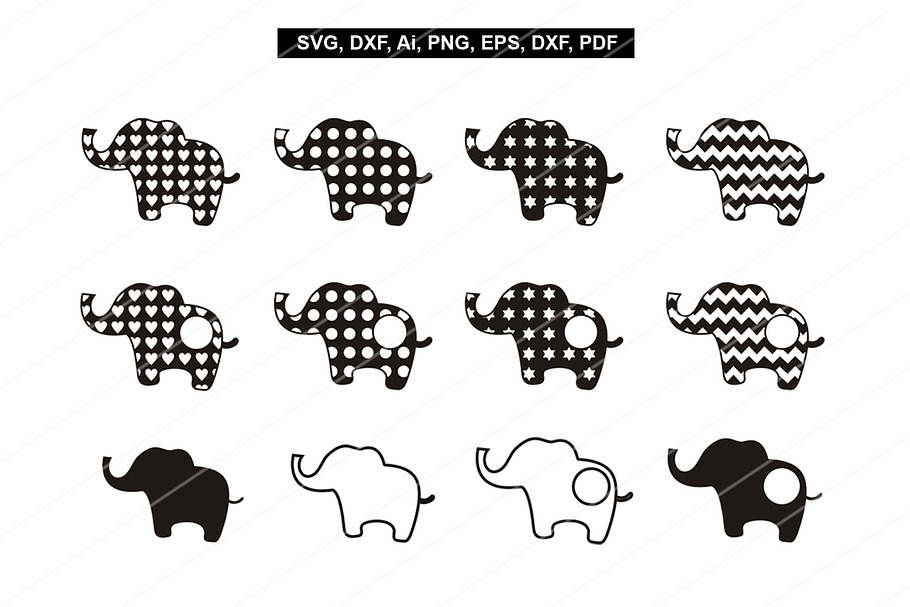 Elephant svg files,cuting files,dxf in Patterns - product preview 8
